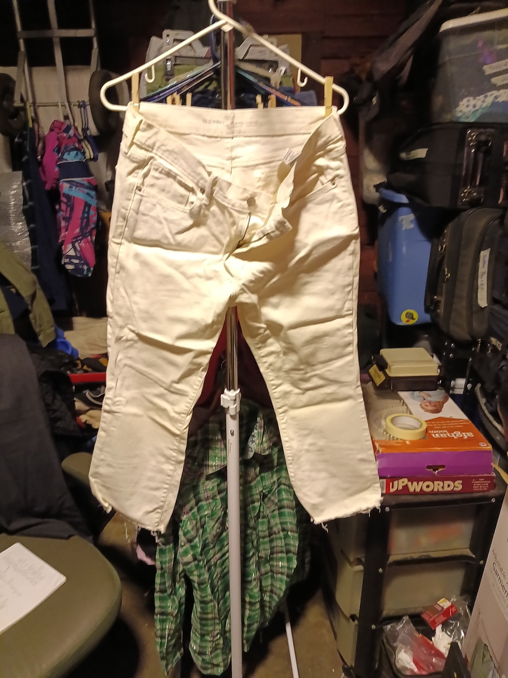 Old Navy Women's Cream Crop Straight Jeans